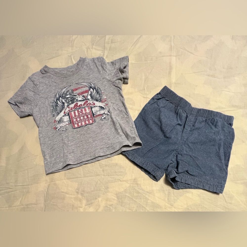 cabelas shirt and carters shorts 12M